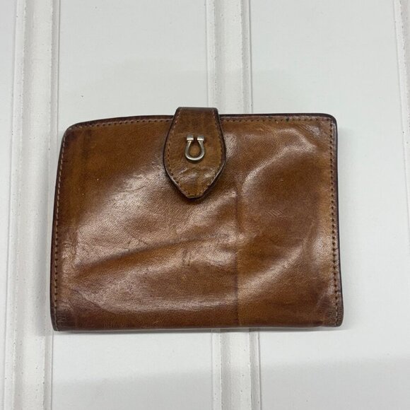 VTG 70s New England Beltinghide Brown Leather Wallet Coin Purse  U-Shaped Clasp - Picture 1 of 16